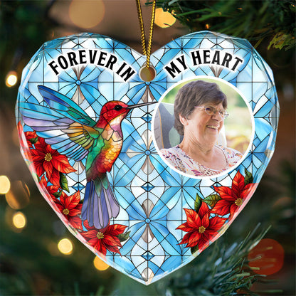 Upload Photo I'm Always With You Memorial Personalized Heart Glass Ornament