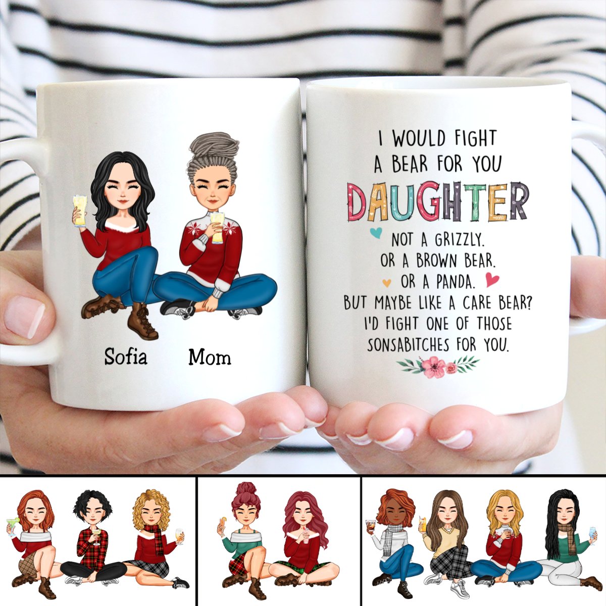 I Would Fight A Bear For You Daughter - Personalized Mug (HA) - The Next Custom Gift