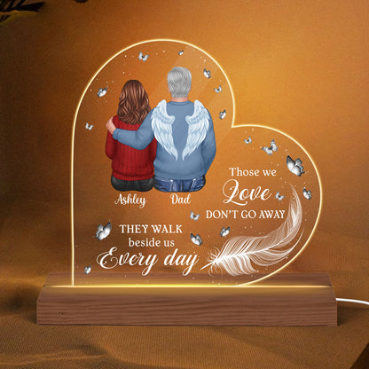 Memorial Family White Feather And Butterflies Personalized Custom Shape LED Night Light