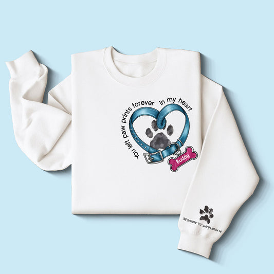 In Your Heart I‘ll Always Be Dog Collar Heart Light Color Personalized Sleeve Printed Sweatshirt