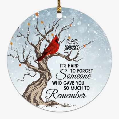 Hard To Forget Cardinal Memorial Personalized Circle Ornament