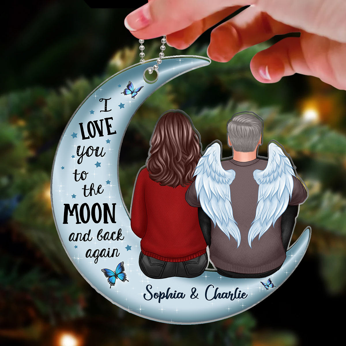 Always With You Family Memorial Sympathy Keepsake Moon Personalized Acrylic Ornament