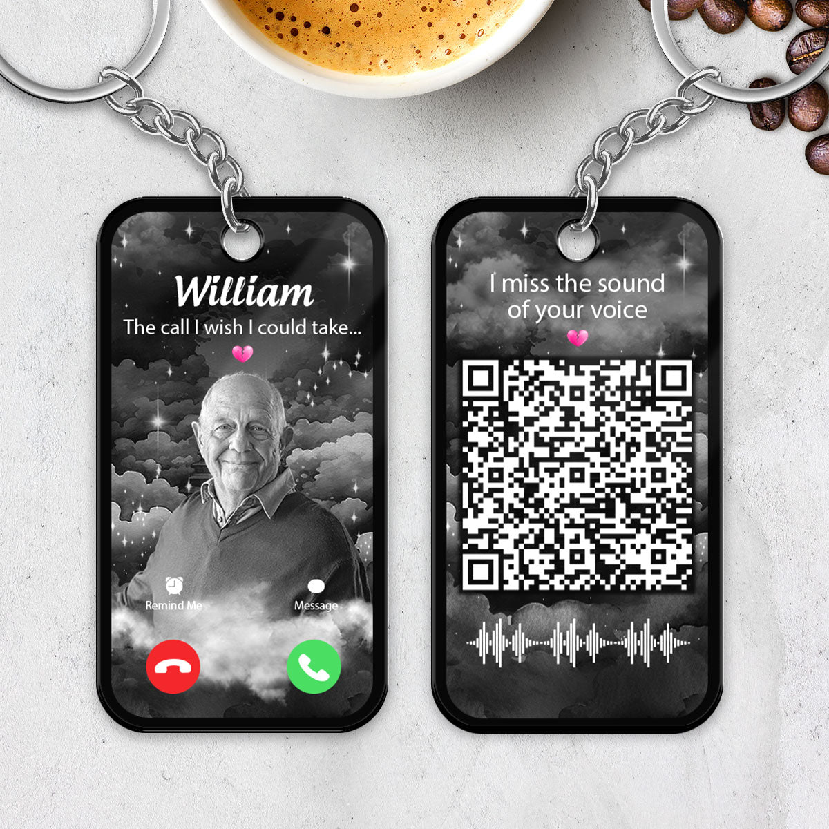 The Call I Wish I Could Take Memorial Sympathy Gift Remembrance Keepsake Photo Inserted Voice Message QR Code Personalized Acrylic Keychain