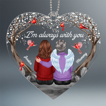 Always With You Cardinal Blossom Tree Family Memorial Keepsake Sympathy Remembrance Gift Heart Shaped Personalized Acrylic Ornament