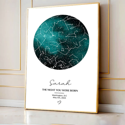 Custom Star Map Personalized Poster, The Night You Were Born, New Baby Gift, Stars The Night Sky, Wedding Constellation Gift