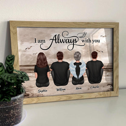 Always With You Family Sitting Retro Vintage Beach Landscape Memorial Personalized Horizontal Poster