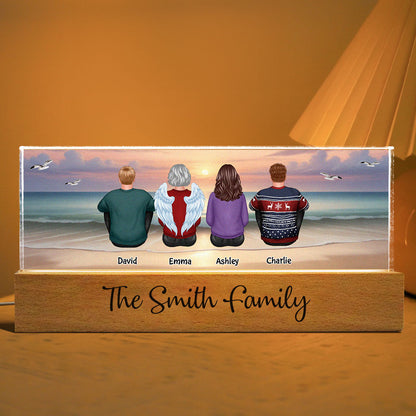 Eternal Sunset Beach Landscape Family Sitting Personalized Acrylic LED Night Light