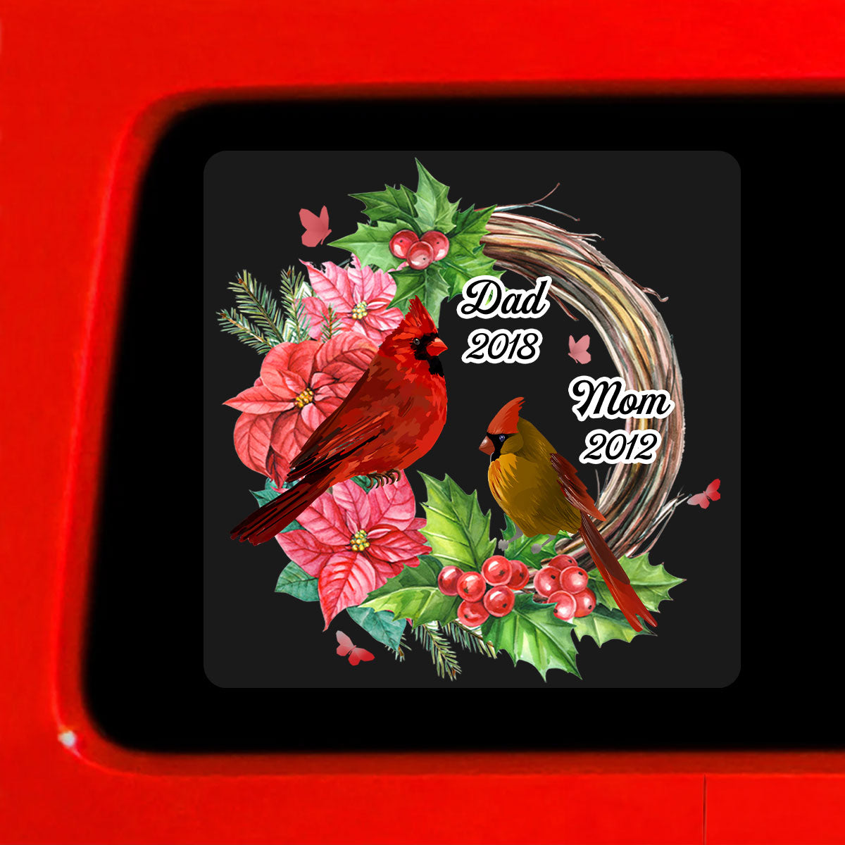 Cardinals Wreath Memorial Personalized Decal