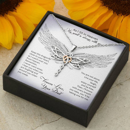 From My Dad In Heaven Dragonfly Necklace