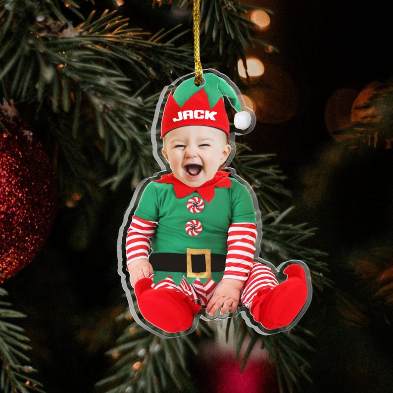 Personalized Babys Photo First Christmas Ornament