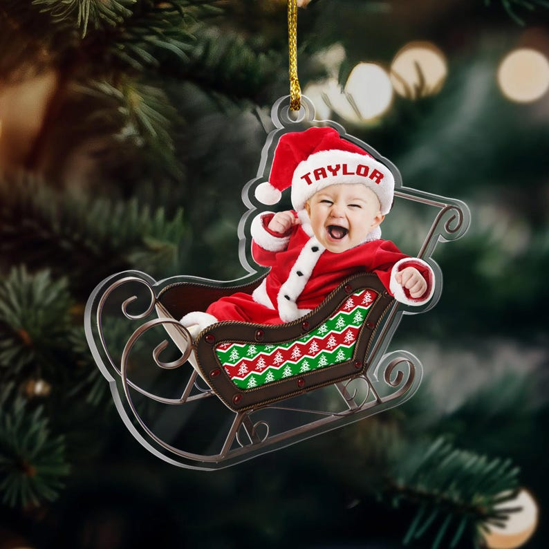 Personalized Babys Photo First Christmas Ornament