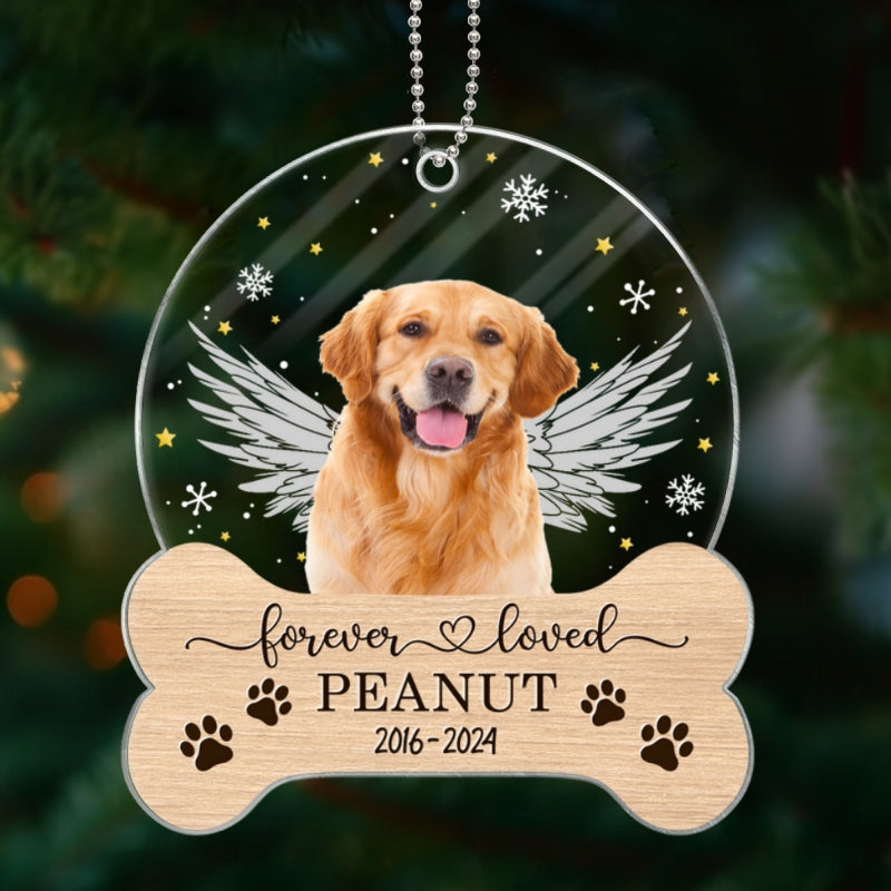 Personalized Dog Memorial Ornament, Custom Dog Photo Christmas Ornament, Pet Memorial Keepsake, Forever Loved Sympathy Gift