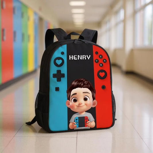 Personalized Gamer Backpack for Boys Girls, Back to School Backpack for Kids