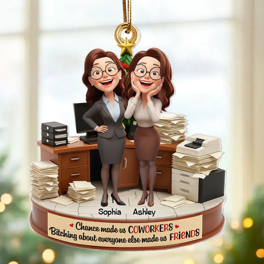 Chance Made Us Coworkers - Personalized Acrylic Ornament - Funny Christmas Gift for Work Bestie