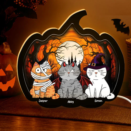 Halloween Funny Cat Pumpkin Shaped Personalized Light Box