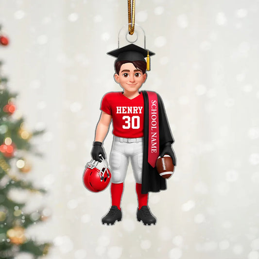 Football Boy 3D Effect Senior - Personalized Acrylic Ornament - Christmas Gift Graduation Gift