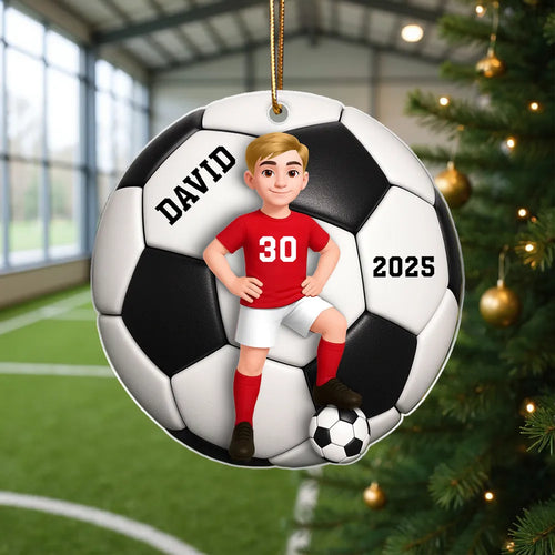 Soccer Girl Boy 3D Effect - Personalized Acrylic Ornament - Christmas Gift For Daughter, Gift For Son