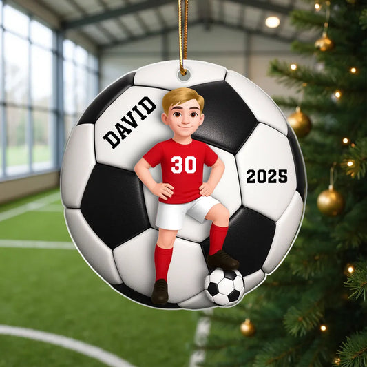 Soccer Girl Boy 3D Effect - Personalized Acrylic Ornament - Christmas Gift For Daughter, Gift For Son