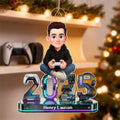 3D Effect Gamer Signature Symbols Christmas - Personalized Acrylic Ornament - Gift For Gamers, Gift For Grandkids, Kids