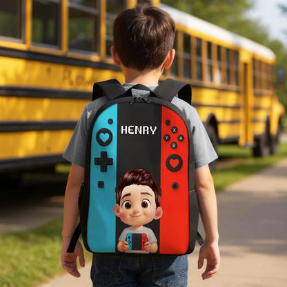 Personalized Gamer Backpack for Boys Girls, Back to School Backpack for Kids