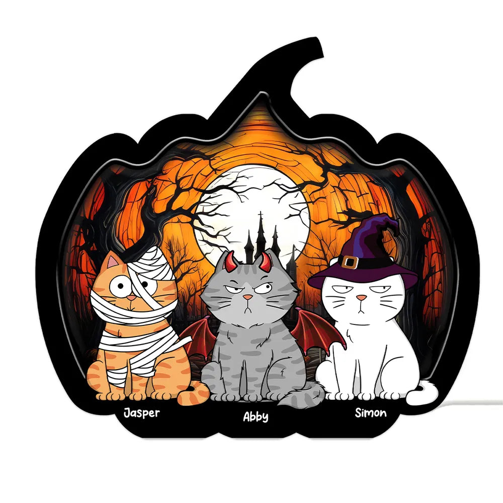 Halloween Funny Cat Pumpkin Shaped Personalized Light Box