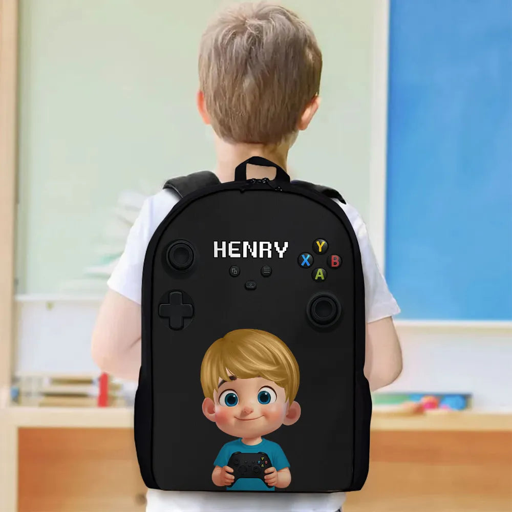 Personalized Gamer Backpack for Boys Girls, Back to School Backpack for Kids