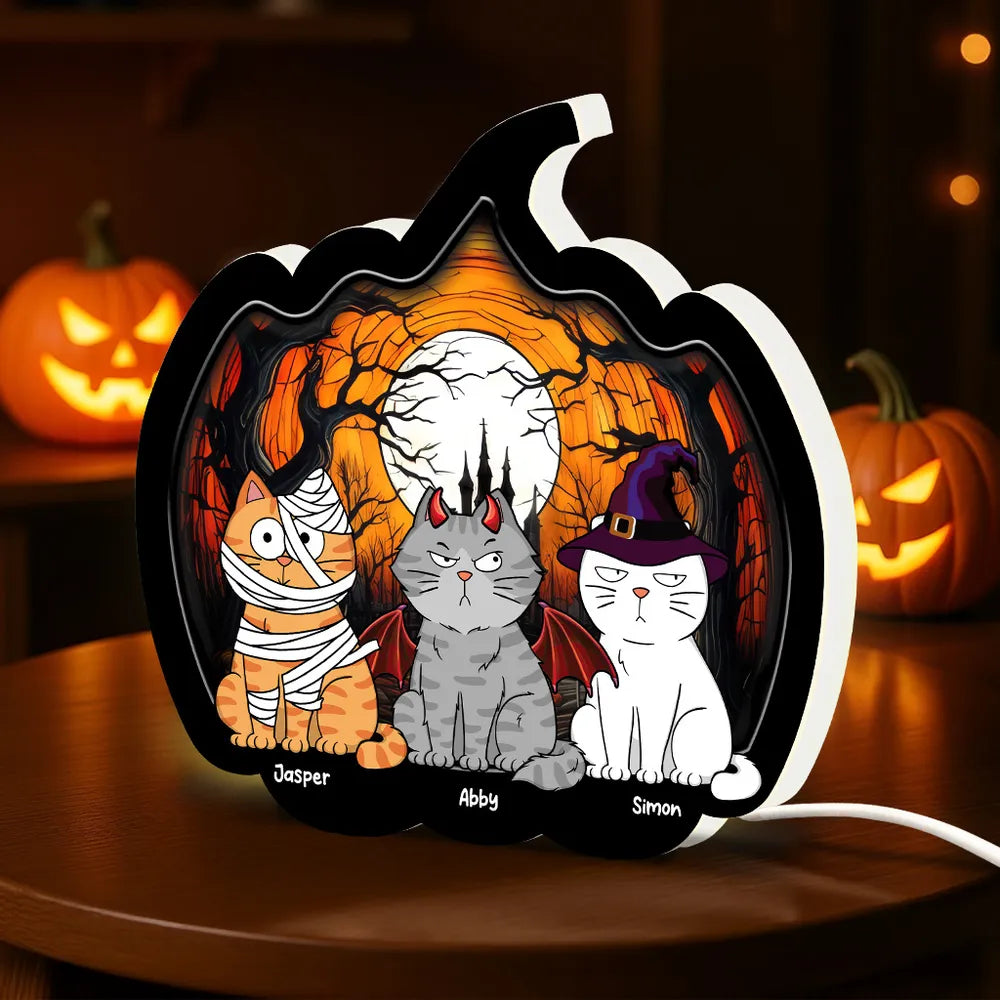 Halloween Funny Cat Pumpkin Shaped Personalized Light Box