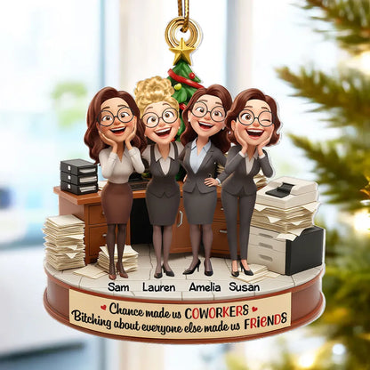 Chance Made Us Coworkers - Personalized Acrylic Ornament - Funny Christmas Gift for Work Bestie