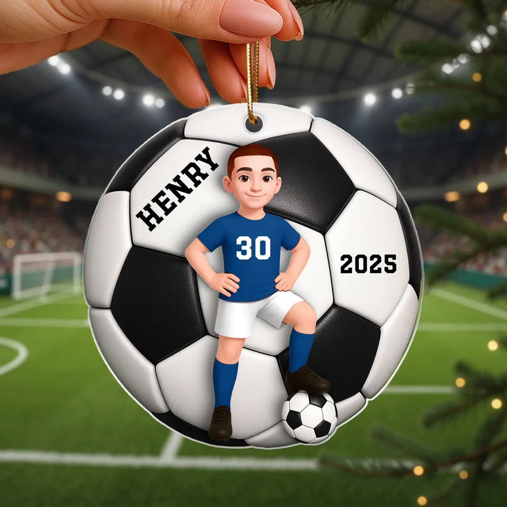 Soccer Girl Boy 3D Effect - Personalized Acrylic Ornament - Christmas Gift For Daughter, Gift For Son