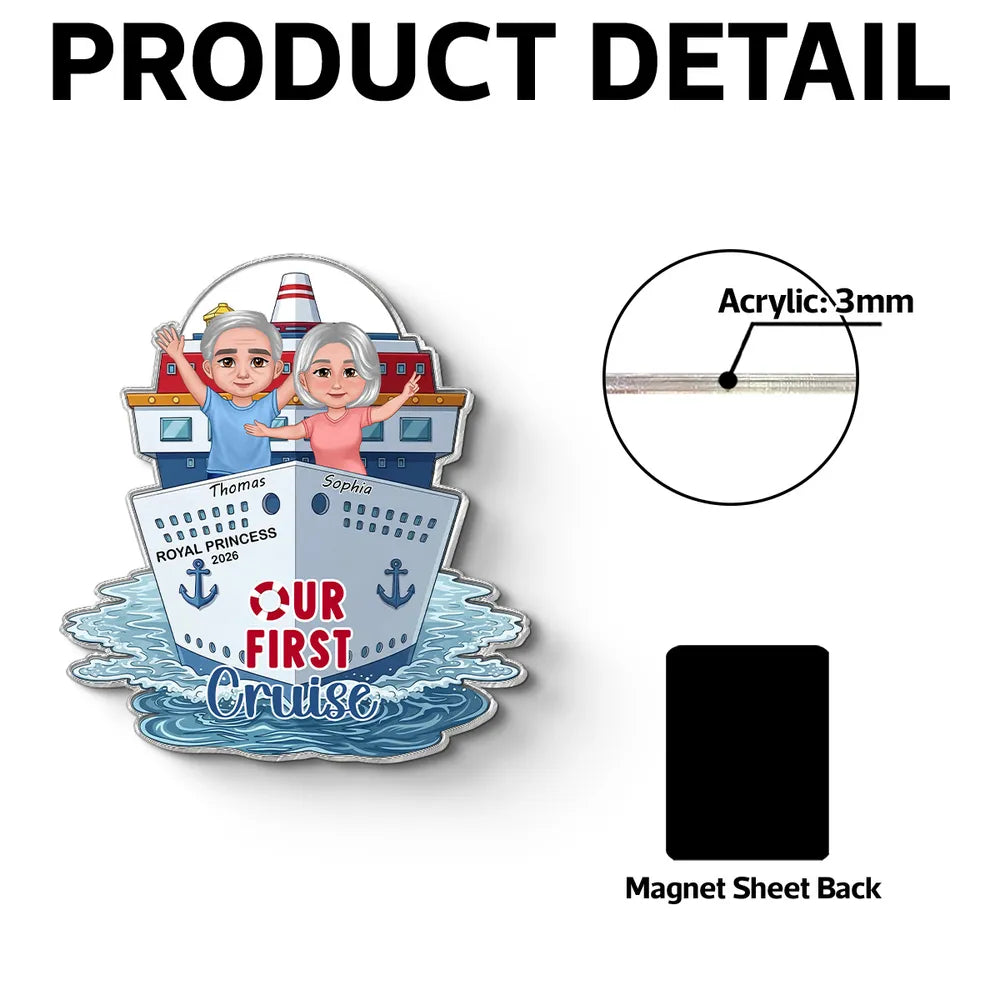 Our First Cruise Happy Couple - Personalized Cruise Ship Door Magnet - First Time Cruise Trip Keepsake
