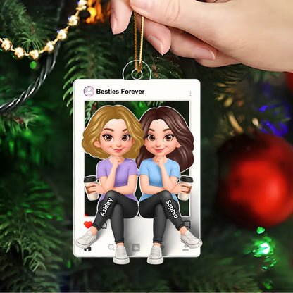 Besties Sisters Social Network Frame 3D Effect Personalized Acrylic Ornament