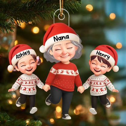 Happy Grandma Grandkids 3D Effect - Personalized Acrylic Ornament - Sentimental Gift for Grandkid