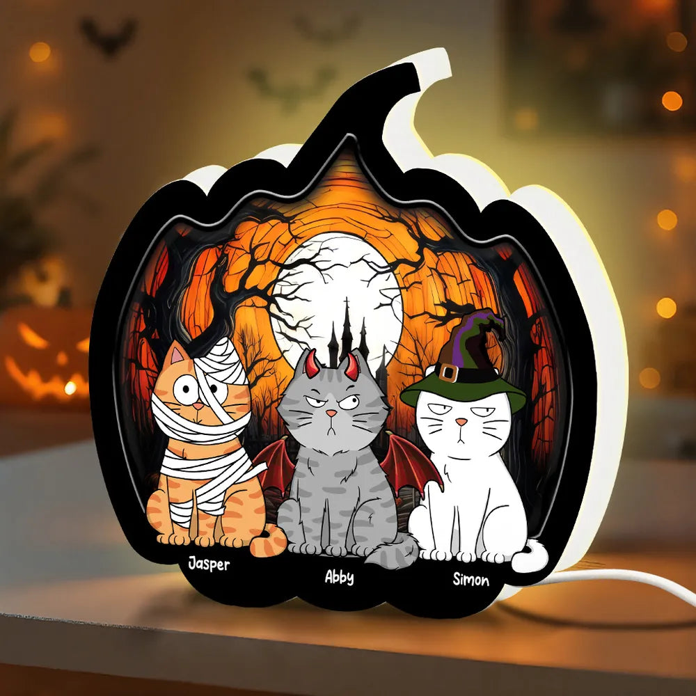 Halloween Funny Cat Pumpkin Shaped Personalized Light Box
