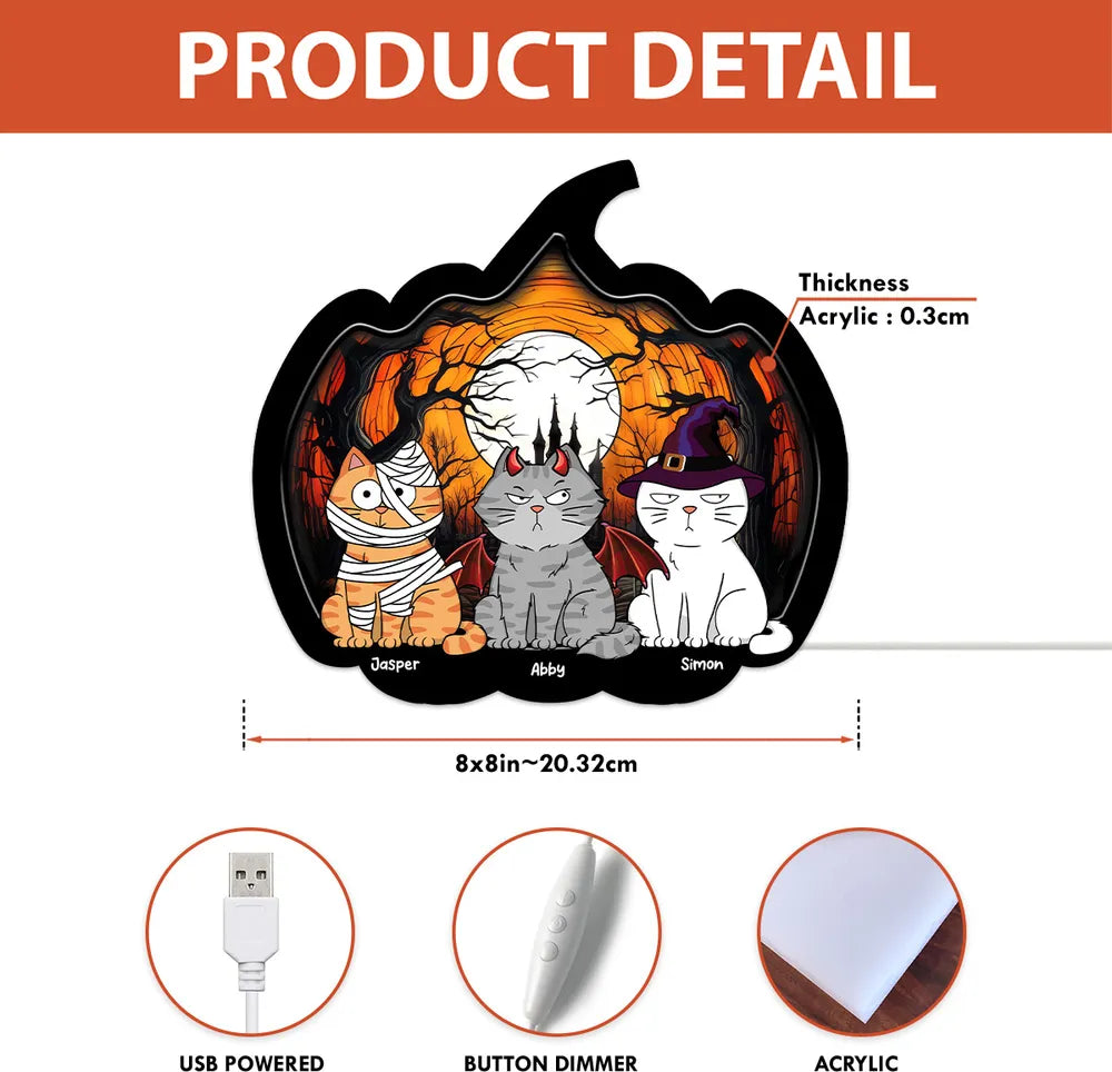 Halloween Funny Cat Pumpkin Shaped Personalized Light Box