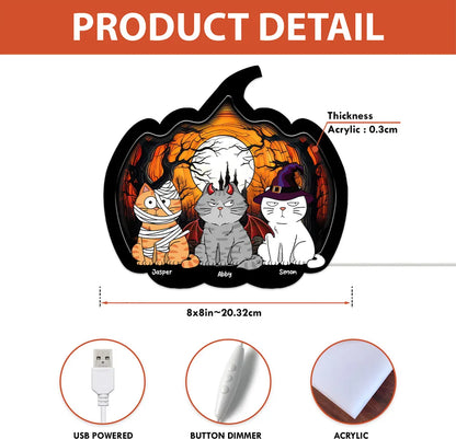 Halloween Funny Cat Pumpkin Shaped Personalized Light Box