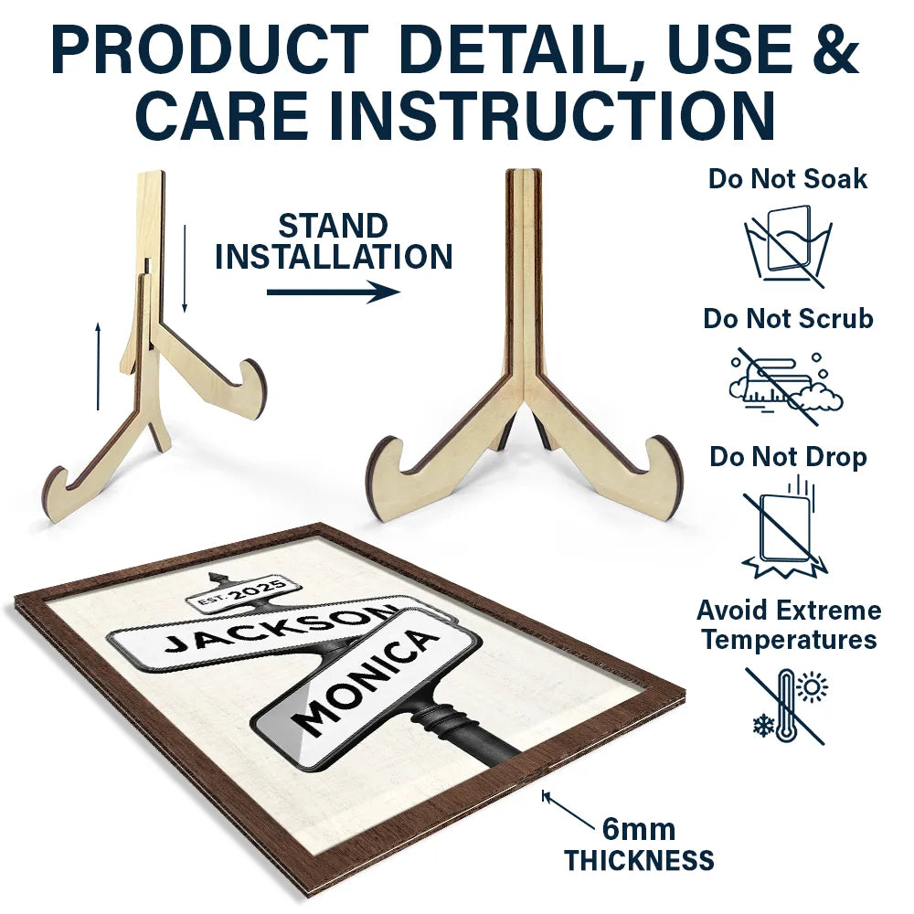 Family Love Keepsake - Personalized 2-Layered Wooden Plaque With Stand