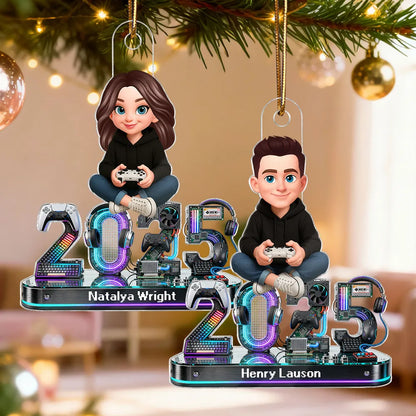 3D Effect Gamer Signature Symbols Christmas - Personalized Acrylic Ornament - Gift For Gamers, Gift For Grandkids, Kids