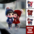 Cute Cartoon Couple Walking Personalized Ornament
