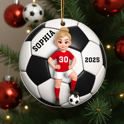 Soccer Girl Boy 3D Effect - Personalized Acrylic Ornament - Christmas Gift For Daughter, Gift For Son