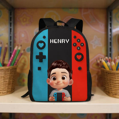 Personalized Gamer Backpack for Boys Girls, Back to School Backpack for Kids