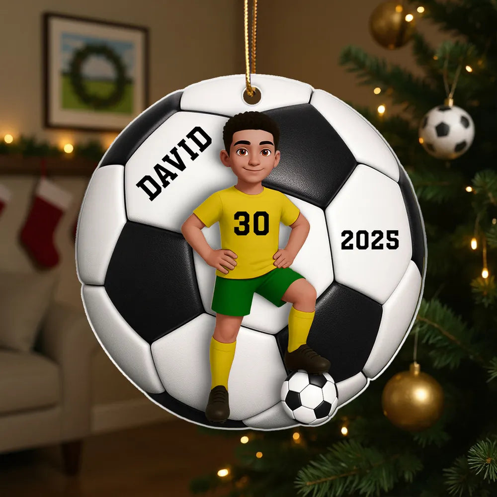 Soccer Girl Boy 3D Effect - Personalized Acrylic Ornament - Christmas Gift For Daughter, Gift For Son
