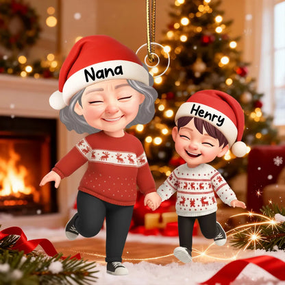 Happy Grandma Grandkids 3D Effect - Personalized Acrylic Ornament - Sentimental Gift for Grandkid