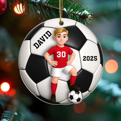 Soccer Girl Boy 3D Effect - Personalized Acrylic Ornament - Christmas Gift For Daughter, Gift For Son