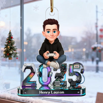 3D Effect Gamer Signature Symbols Christmas - Personalized Acrylic Ornament - Gift For Gamers, Gift For Grandkids, Kids