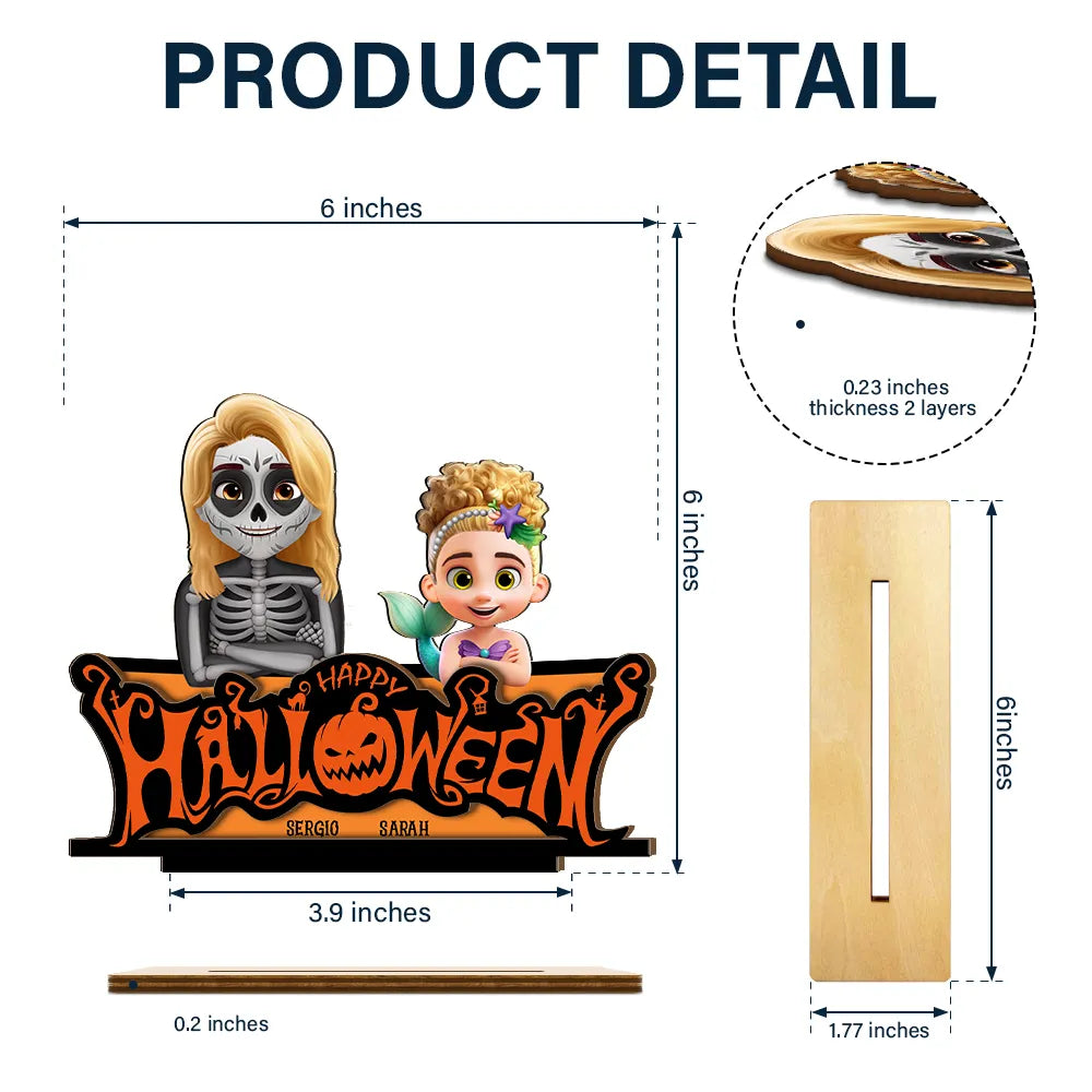 Happy Halloween Family Costume - Personalized Custom Shaped 2-Layered Wooden Plaque