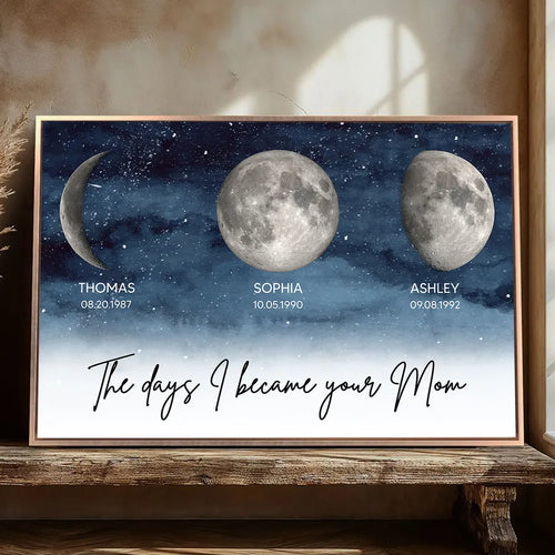 Starry Night The Days I Became A Mom Custom Birth Moon Phase Personalized Poster