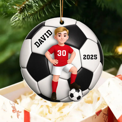 Soccer Girl Boy 3D Effect - Personalized Acrylic Ornament - Christmas Gift For Daughter, Gift For Son