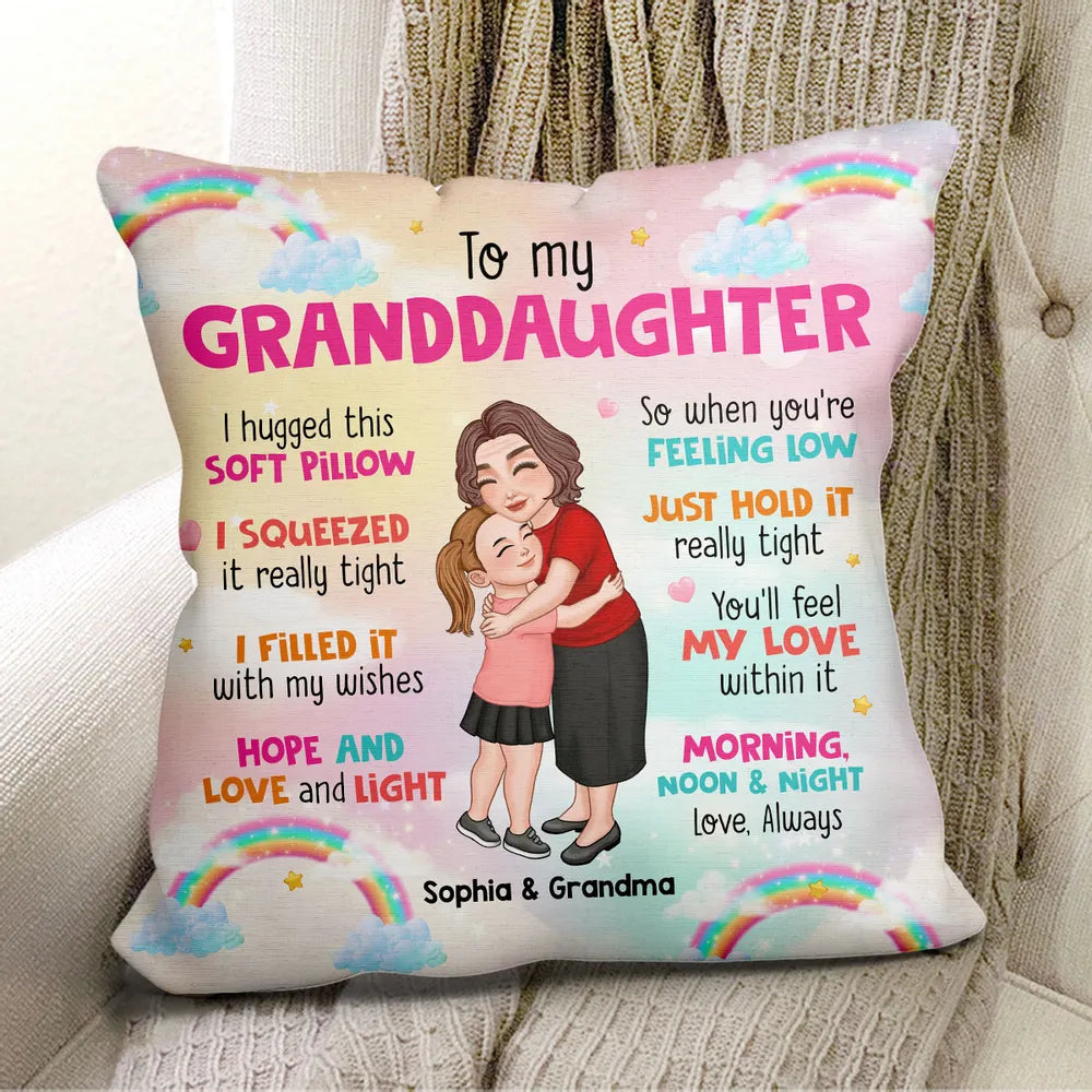 To My Granddaughter Grandson Personalized Pillow, Heartfelt Gift For Grandchildren From Grandma
