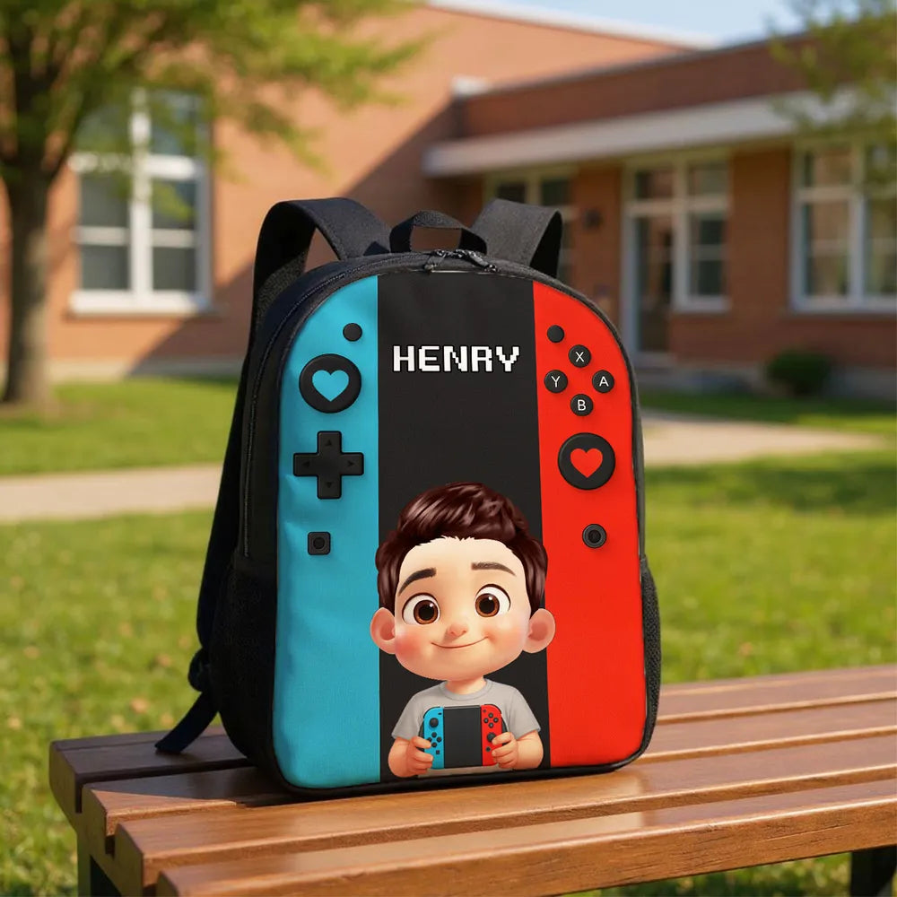 Personalized Gamer Backpack for Boys Girls, Back to School Backpack for Kids