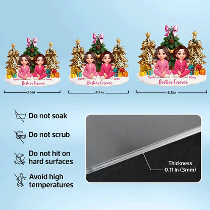 Besties Sitting Around Christmas Tree Personalized Acrylic Ornament, Christmas Gift for Best Friends, Sisters